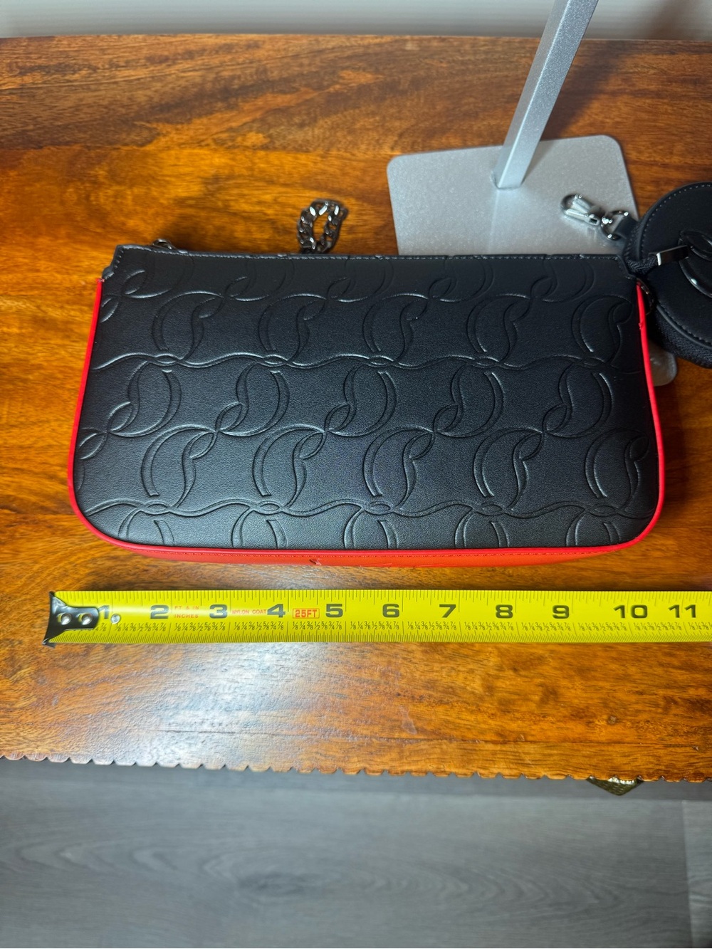 Black Crossbody with Red Trim. No Brand.
